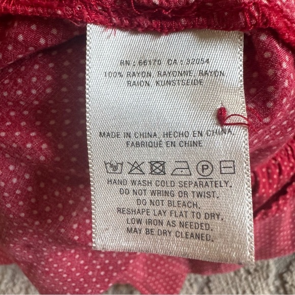 Maeve Anthropologie Chatham Blouse Polka Dot Top Red white buttons XS - Picture 2 of 12